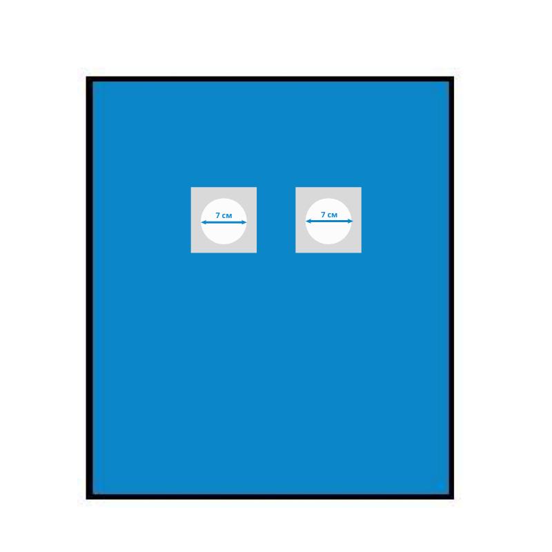Покриття 100х80 см, операційне офтальмологічне з двома адгез. отв.д.7 см, ламінований спанбонд 45г/м2,стерильне, одн вик,ТМ «АХІЛЛ»